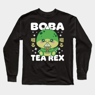 Boba Tea Rex Kawaii Dinosaur Long Sleeve T-Shirt